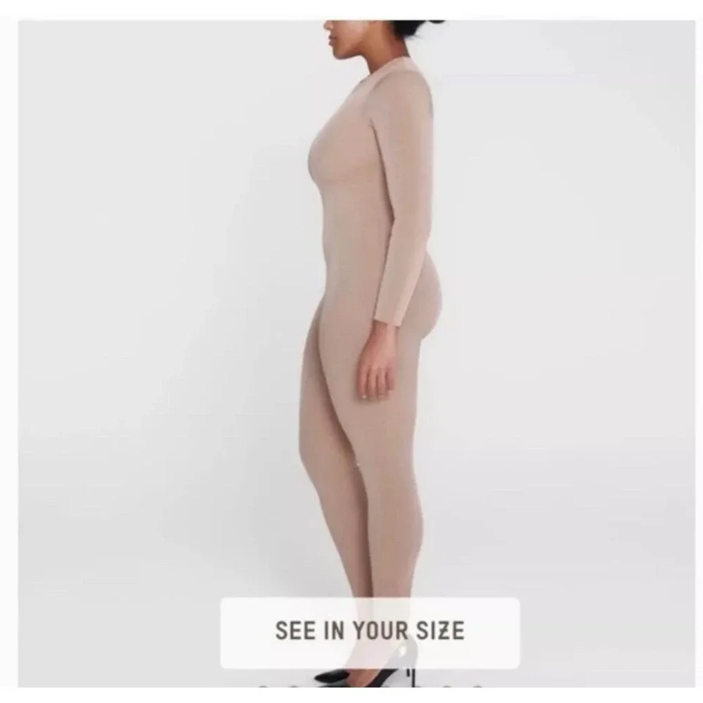 NWT $128 SKIMS Powermesh Catsuit in Sienna All In One‎ Jumpsuit Tan 4X  30W NEW